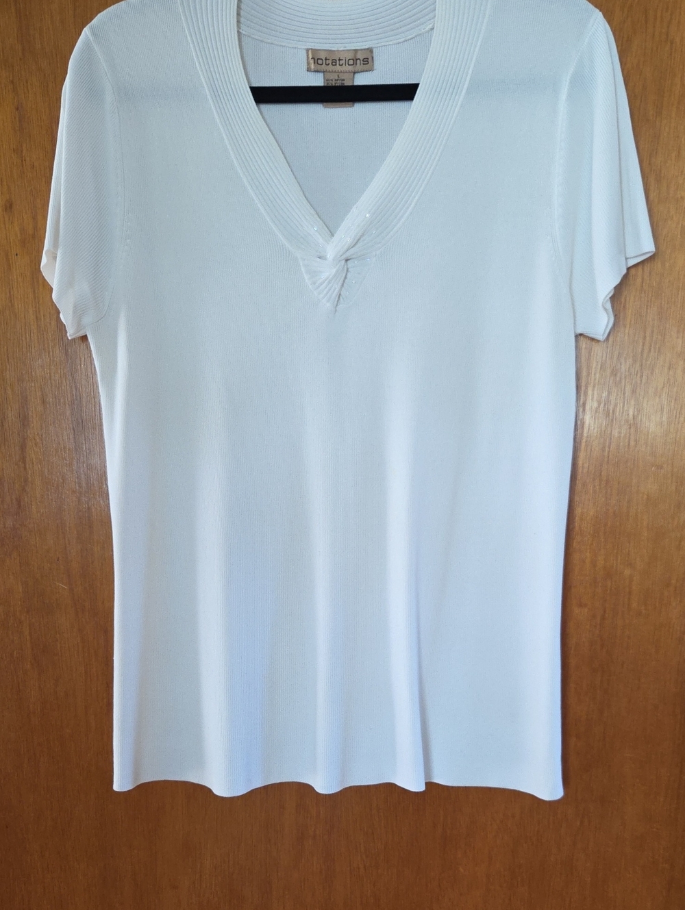 Notations White V-Neck Short Sleeve Tee